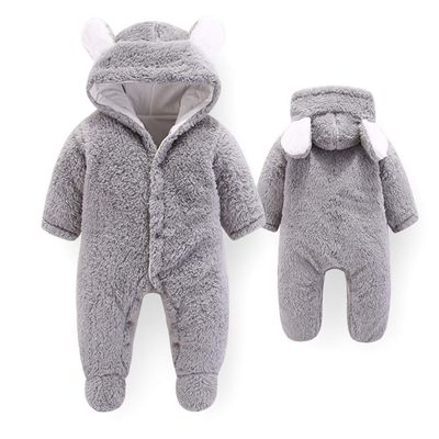 Bestgift Baby Cartoon Bear Snowsuit Winter Coats Cute Newborn Infant Jumpsuit Gray 6-9 months