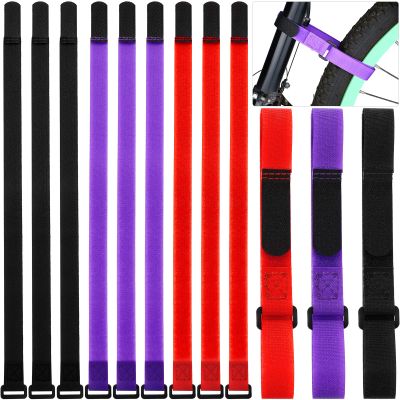 12 Pieces Bike Rack Straps 23.6 Inches Adjustable Bike Cinch Straps Wheel Stabilizer Bicycle Accessories for Transporting Bicycles(Black, Purple, Red)