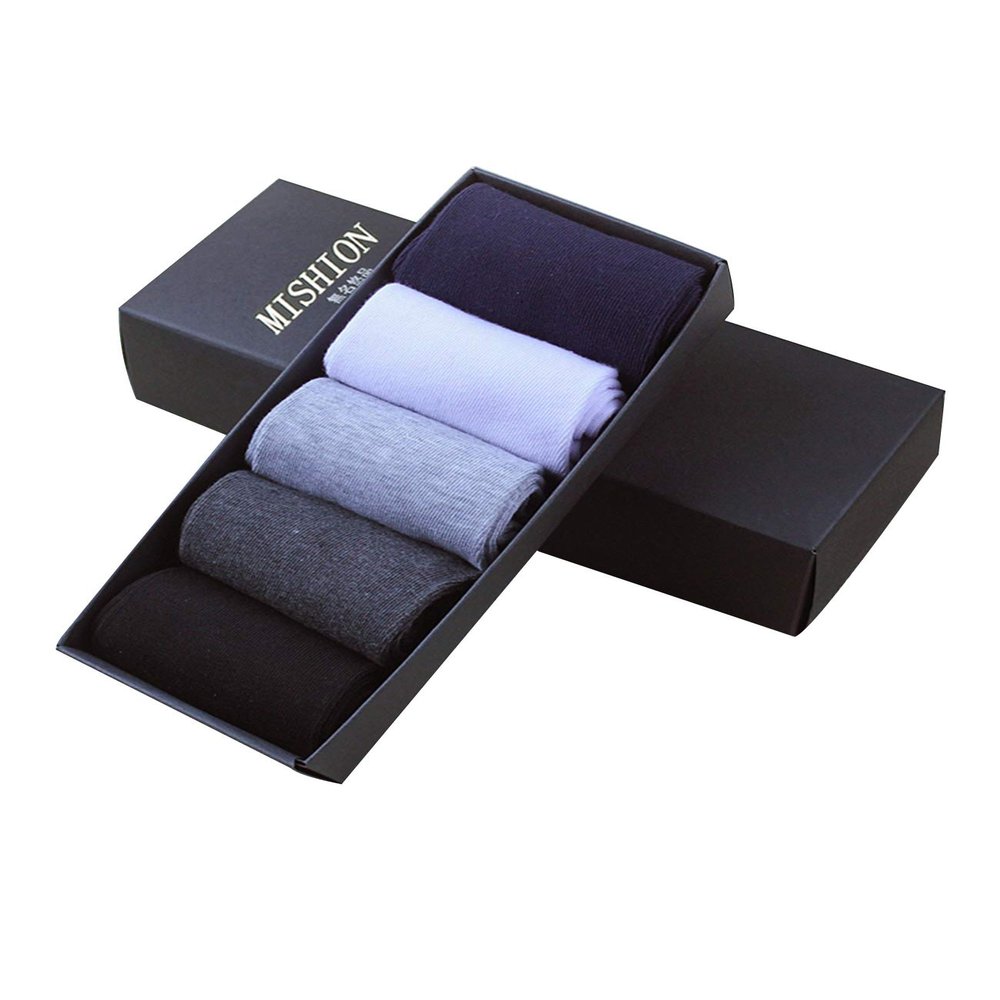 Jueshanzj Men's Dress Socks Cotton Fashion Classic Breathable Socks Tube socks Solid 5 pairs One Size