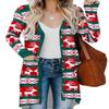 Red Christmas Element Print Long Cardigan view 1
