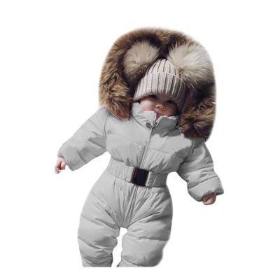 Bestgift Unisex Baby Infant Toddler Winter Snowsuits Romper Hooded Jumpsuit Jacket White 12-18 Months