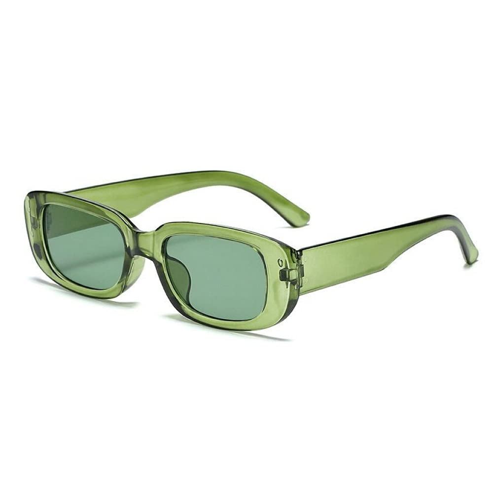 Dollger Rectangle Sunglasse For Women Trendy Retro Transparent Green Sunglasses Chunky green Sunglasses