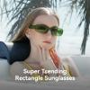 Dollger Rectangle Sunglasse For Women Trendy Retro Transparent Green Sunglasses Chunky green Sunglasses view 2