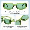 Dollger Rectangle Sunglasse For Women Trendy Retro Transparent Green Sunglasses Chunky green Sunglasses view 3