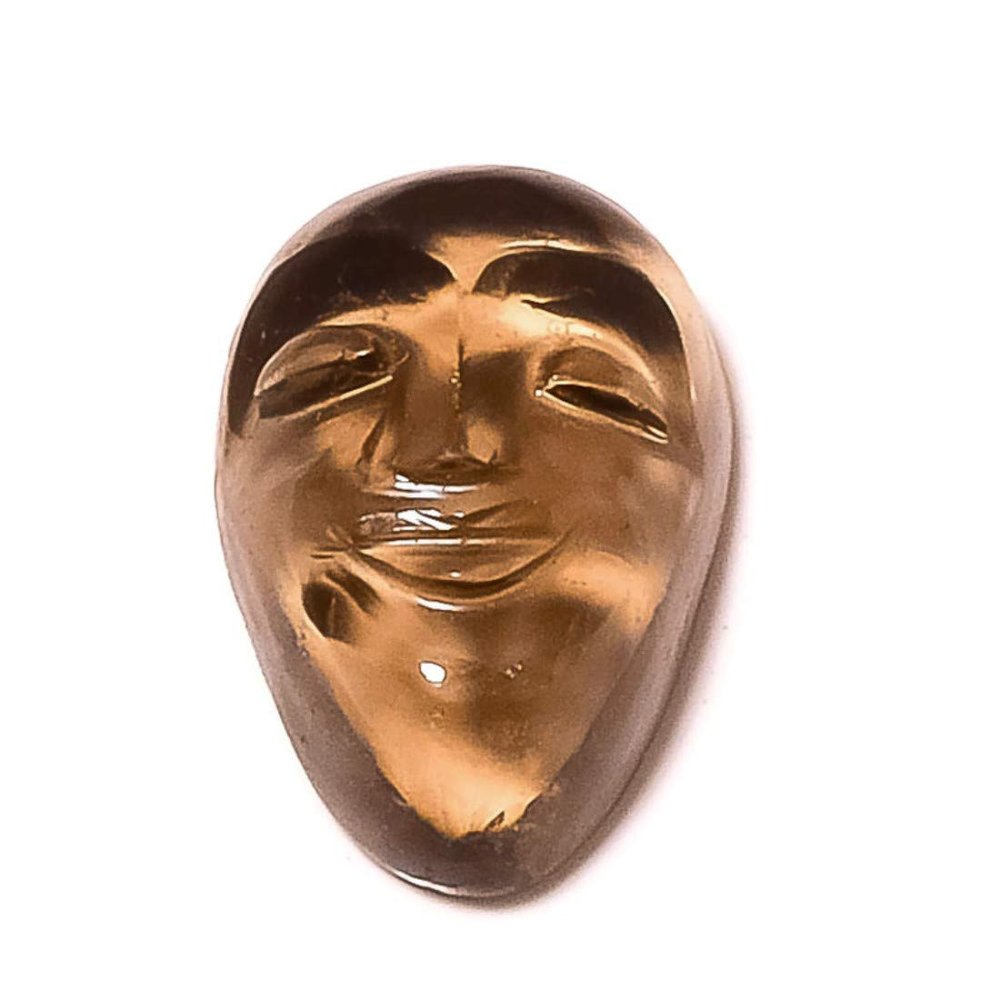 33.45 Cts Smoky Quartz Hand Carved Moon Face With Closed Eye Gemstone Carving Loose Stone for Jewelry Making