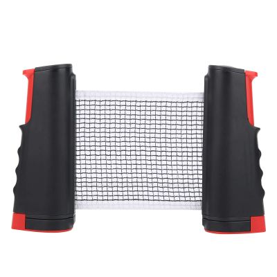 Easy to Install Plastic Material Table Tennis Net, Convenient Reelable Design Retractable Tennis Net, for Children Adult(Black red)