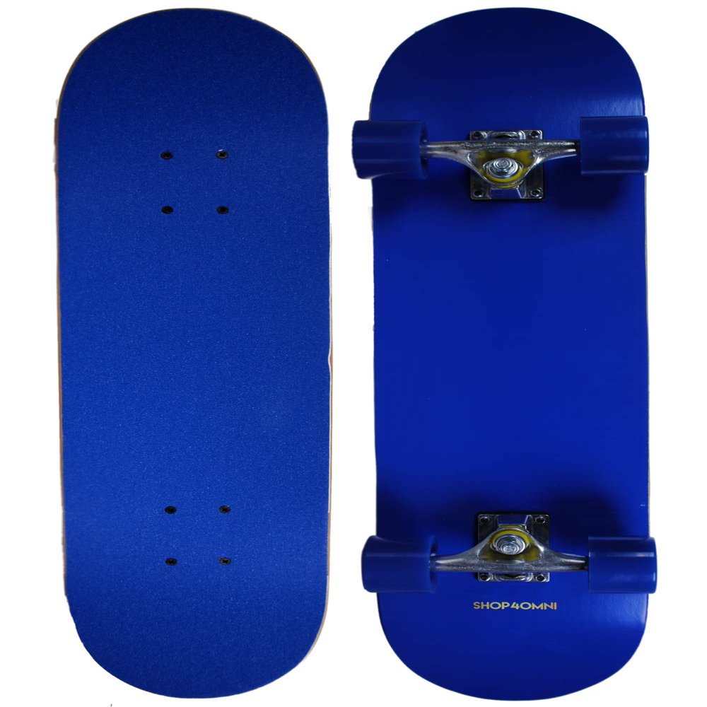 Shop4Omni Complete Full Size Maple Skateboard w Premium Wheels & Matching Grip Tape (Blue)