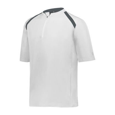 Holloway Boy's Clubhouse Short Sleeve Pullover Cage Jacket - Active Kids' And Teens Outerwear With Quarter Zip, Low Profile Collar, And Stretch Mesh For Maximum Mobility White/Graphite L