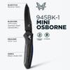 Benchmade - Mini Osborne, Every Day, Outdoor, Folding Knife, Reverse Tanto Blade with Black G10 Handle (945BK-1) view 2