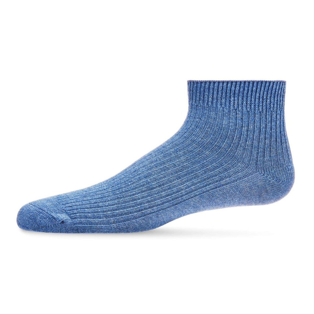 MeMoi Thin Ribbed Cotton Kids Anklet Sock Light Denim 2