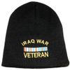 Iraq War Vet Veteran Ribbon Embroidered on 8" Black Knit Beanie Skull Cap view 1