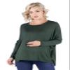 24seven Comfort Apparel Oversized Long Sleeve Maternity Dolman Top Olive view 1