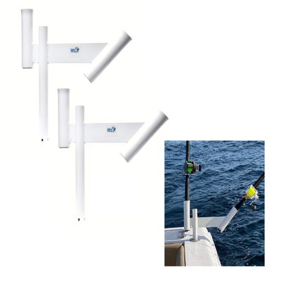 Dual Offset Fishing Teaser Dredge Rod Spreader Outrigger Boat Trolling Holders Pair
