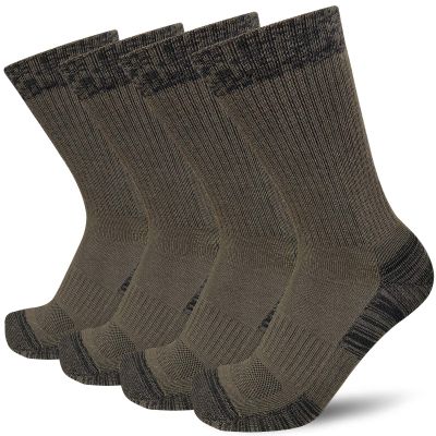 APTYID Men's Moisture Wicking Cushioned Crew Work Boot Socks, Size 9-12, ArmyGreen, 4 Pairs