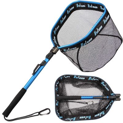 YVLEEN Floating Fishing Net - Folding Fishing Landing Net with Rubber Coating Mesh for Easy Fish Catch and Release, Fishing Net for Freshwater and Saltwater