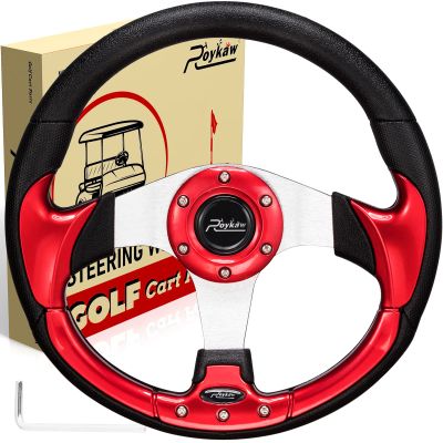 Roykaw Golf Cart Universal Steering Wheel Compatible with EZGO RXV TXT, Club Car DS Precedent Tempo, Yamaha G29 Drive Drive 2,Universal Design for Most Golf Cart