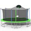 steelway 16FT Trampoline with Safety Enclosure Net, Basketball Hoop and Ladder, Large-Scale Trampoline for Kids/Adluts Family Jumping Outdoor Workout, Green view 1