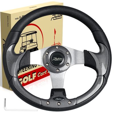 Roykaw Golf Cart Steering Wheel or Hub Adapter Compatible with EZGO Club Car Yamaha (Style 2 Black)