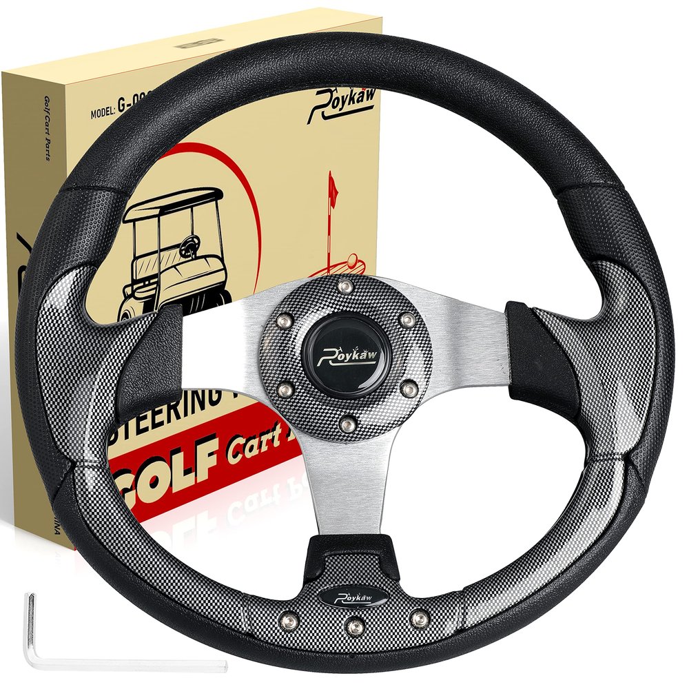 Roykaw Golf Cart Steering Wheel or Hub Adapter Compatible with EZGO Club Car Yamaha (Style 2 Black)