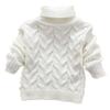 1-8 Years Children's Sweater Boys Girls Solid High Neck Pullover Twist Knitted Sweater (White,2-3 Years) view 1