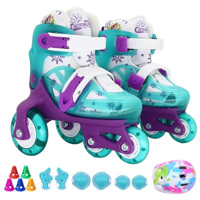PowerRider Roller Skates for Girls Adjustable Size Inline Skates for Kids Boys with Flashing Wheels Birthday Gift (Fluorescent Green, US 10-1316CM-19CM)
