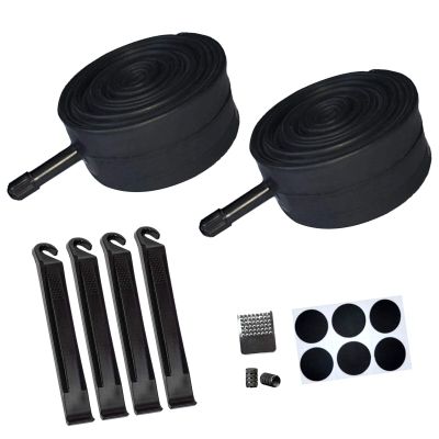 2 Pack 14 x 1.75/1.95/2.125 Bike Inner Tube with Bike Tube Repair Tool Kits, 4 Tire Levers, 6 Self-Adhesive Round Patches, 1 Metal Rasp, 2 Schrader Valve, Replacement Inner Tubes for Most Kids Bike