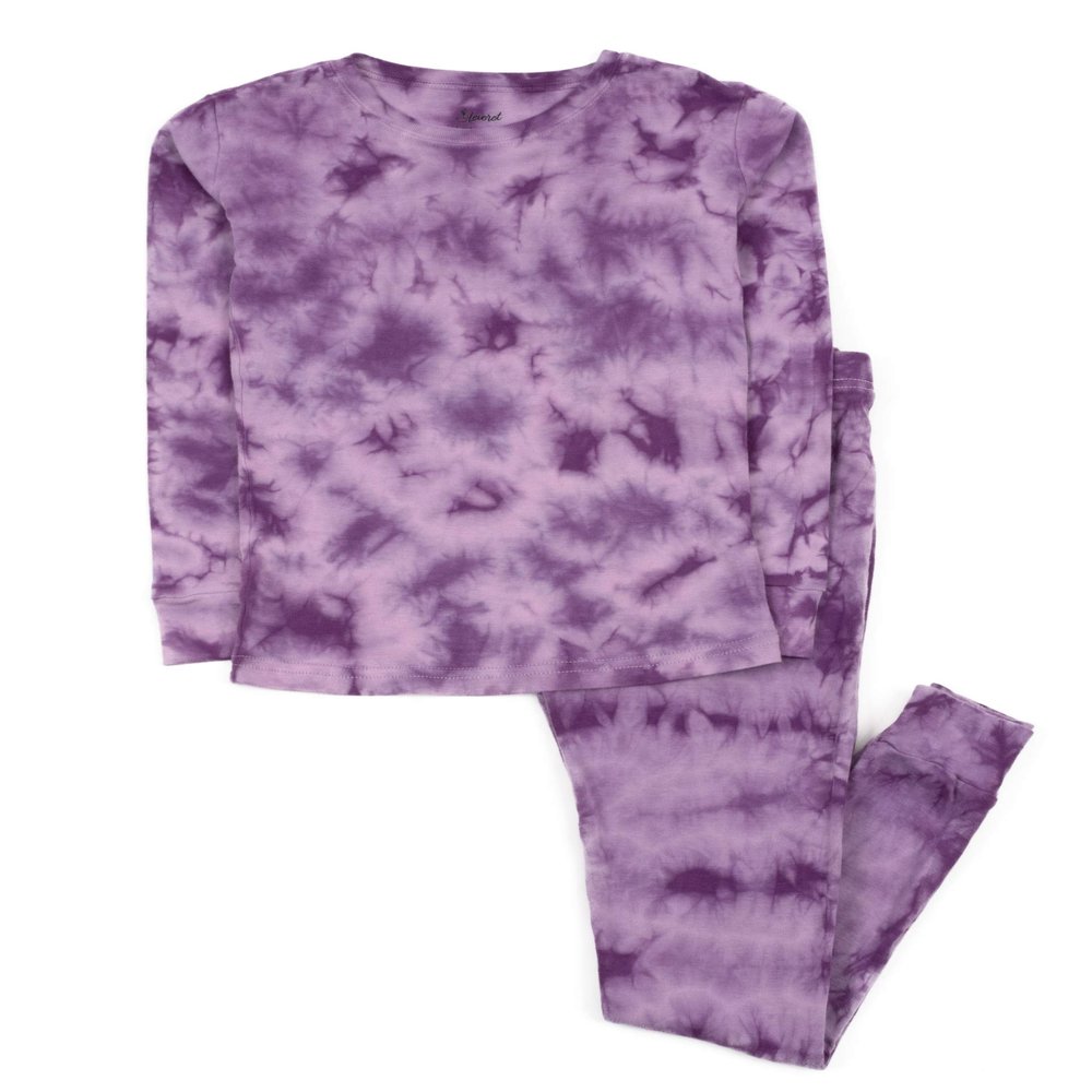 Leveret Kids & Toddler Pajamas Boys Girls 2 piece pj's 100% Cotton Purple Mix Tie Dye (Size 10 Years)