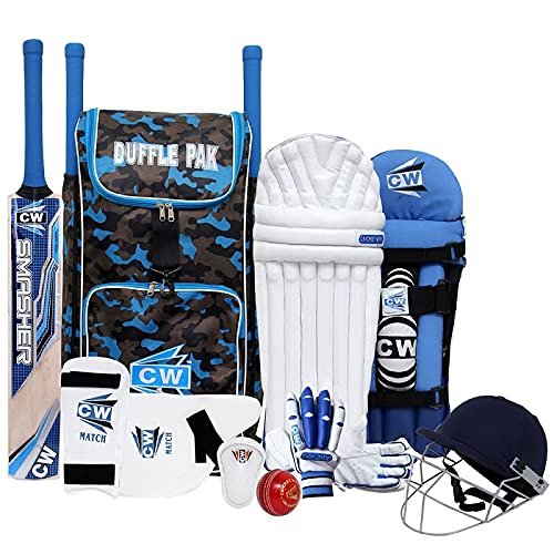 CW Tournament Complete Cricket Set Junior Sports Set Kashmir Willow Cricket Set with Bat Premium Quality Batting Set Right Hand Youth Adult Left Hand Kit (4 for 8-9 Years, Right Hand)