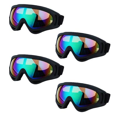 LJDJ Ski Goggles, Pack of 4 Snow Snowboard Goggles, Motorcycle Goggles UV Protection Anti-fog for Men Women Kids