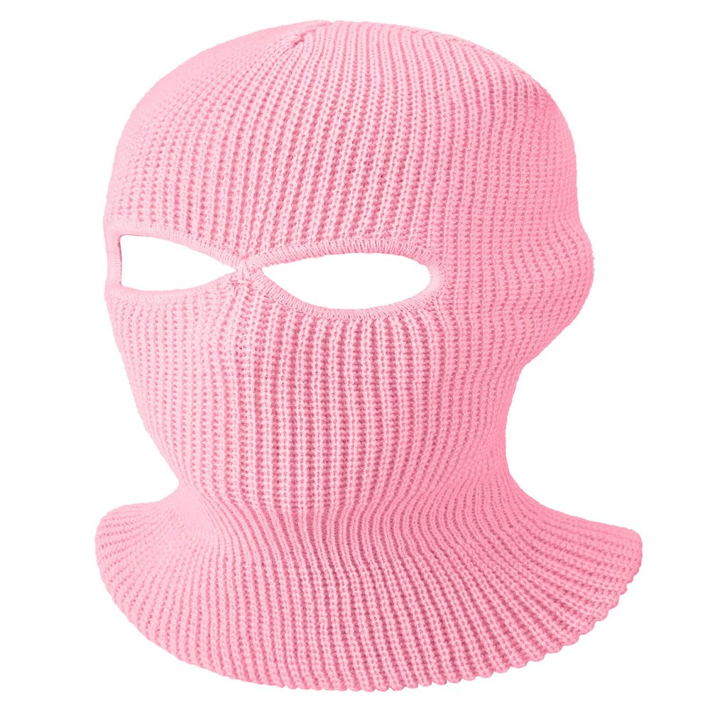 SATINIOR 2-Hole Knitted Ski Mask Full Face Mask Cover Neck Gaiter Winter Balaclava Warm Knit Beanie for Outdoor Sports(Medium,Pink)