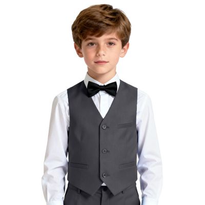 Lycody Boys Vest for Kids Dress Suit Vest Waistcoat Wedding Outfit Dark Gray Size 12