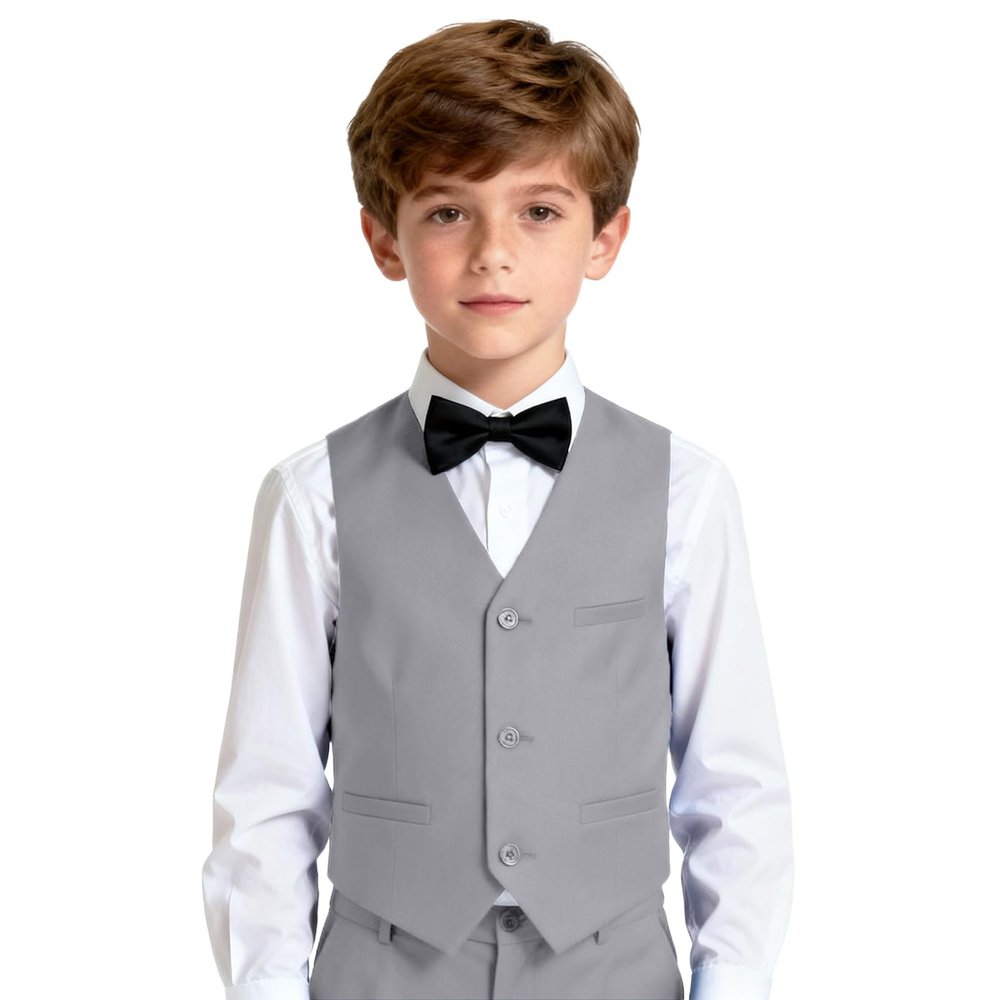 Boys Vest for Baby Toddler Kids Ring Bearer Suit Vest Gray Size 14