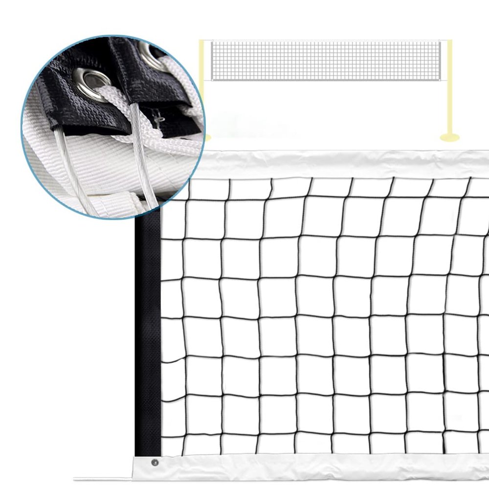 PROGOAL Replacement Professional Sports Volleyball Net with High Strength Cable & Two Side Tape Reinforcement Dowels4 Inch Square Mesh Heavy-Duty Net for Indoor OutdoorStandard 3'H x 32'L