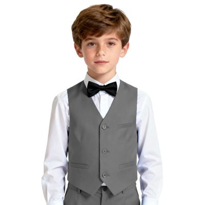 Lycody Boy's Suit Vest Kids Formal Dress Waistcoat Vest with 3 Button Gray Size 2
