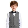 Lycody Boy's Suit Vest Kids Formal Dress Waistcoat Vest with 3 Button Gray Size 2 view 1