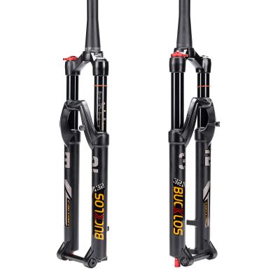 BUCKLOS 26/27.5/29 inch MTB Fork 120mm Travel, 1-1/8" Straight/Tapered Mountain Bike Fork Rebound Adjust, 15mm100mm Axle, Manual Lockout Air Shocks