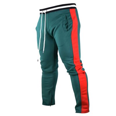 SCREENSHOT Men's Athletic Fitness Slim Fit Workout Track Pants BASIC S41700-Green/Red-5XLarge