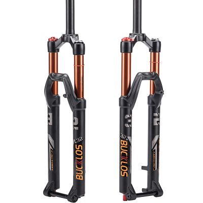 BUCKLOS 26/27.5/29 inch MTB Fork 120mm Travel, 1-1/8" Straight/Tapered Mountain Bike Fork Rebound Adjust, 15mm100mm Axle, Manual Lockout Air Shock