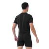 Lejafay Men's Adult Short Sleeve Button Crotch Shirt Slim Fit Active Wrestling Leotard Romper Black Large view 3