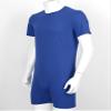 Lejafay Men's Adult Short Sleeve Button Crotch Shirt Slim Fit Active Wrestling Leotard Romper Blue Large view 4