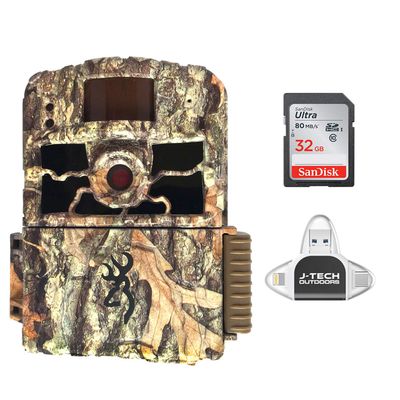 Browning Trail Cameras Dark Ops HD MAX (2020) Trail Game Camera Bundle Includes 32GB Memory Card and J-TECH iPhone-iPad-Android USB Memory Card Reader (18MP) | BTC6HDMAX