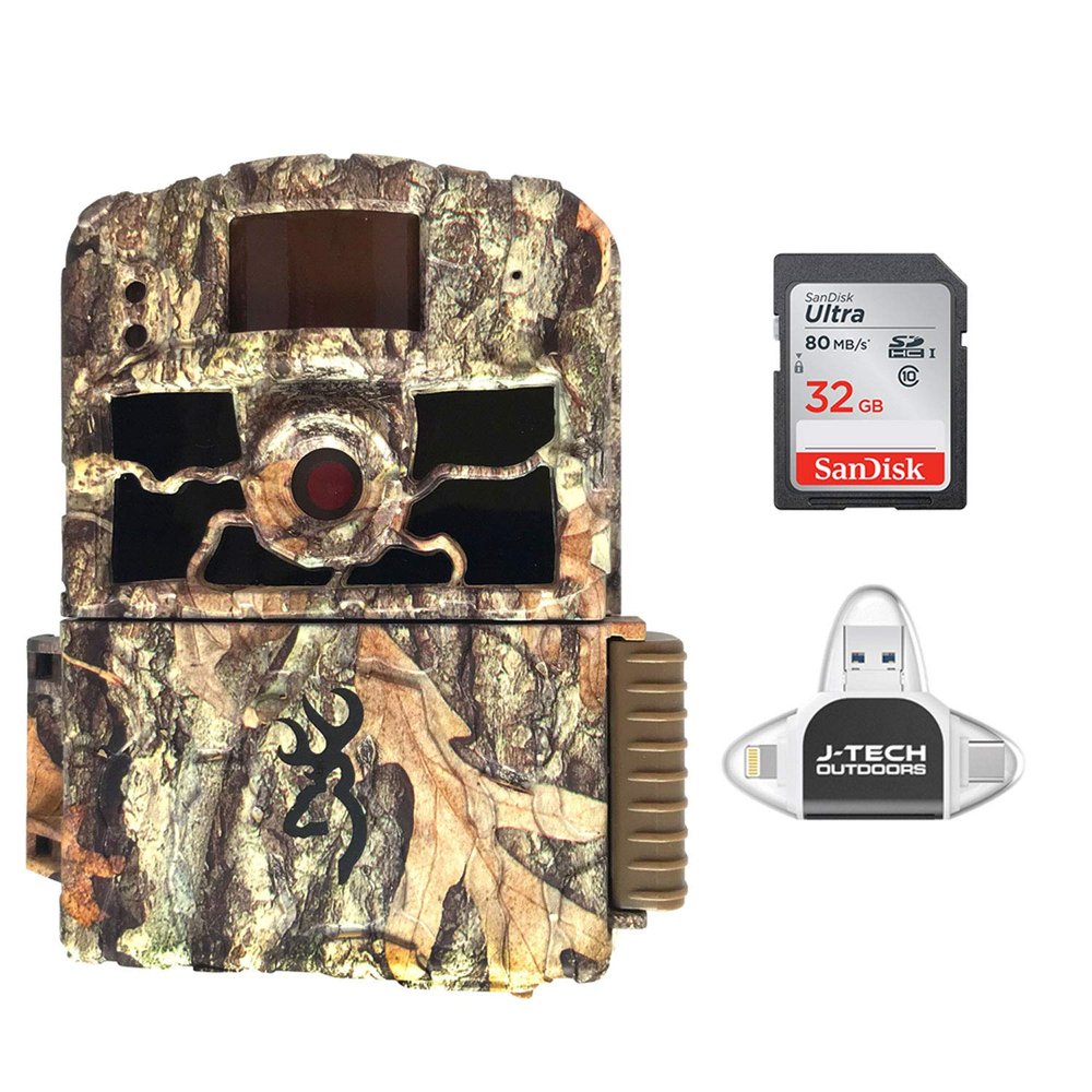 Browning Trail Cameras Dark Ops HD MAX (2020) Trail Game Camera Bundle Includes 32GB Memory Card and J-TECH iPhone-iPad-Android USB Memory Card Reader (18MP) | BTC6HDMAX