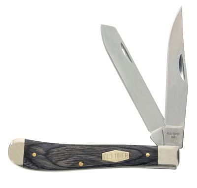Old Timer Heritage Series 94OT Trapper 6.9in Traditional Folding Pocket Knife with Stainless Steel Clip Point Blade, Spey Point Blade, and Laminate Wood Handle for Hunting, Camping, EDC, and Outdoors
