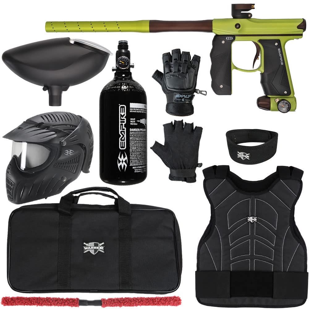 Action Village Empire Mini GS TP Level 2 Protector Paintball Gun Package Kit (Dust Green/Dust Brown, Glove Size: Small/Medium)