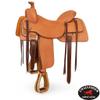 CHALLENGER Western Horse Saddle Rawhide Covered Aluminum Slanted Roper Stirrups Knee 51209 view 4