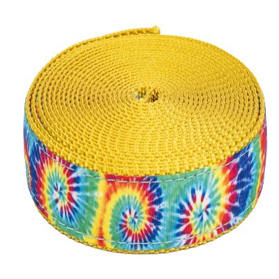 Country Brook Design - Classic Tie Dye Ribbon on Gold Nylon Webbing (3/4 Inch, 50 Yards)