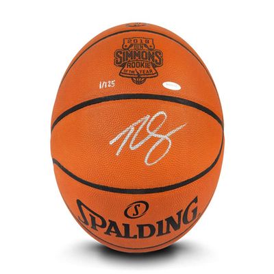 Ben Simmons Autographed Authentic Spalding Basketball with 2018 Rookie of The Year Laser Engraved LOGO-L125