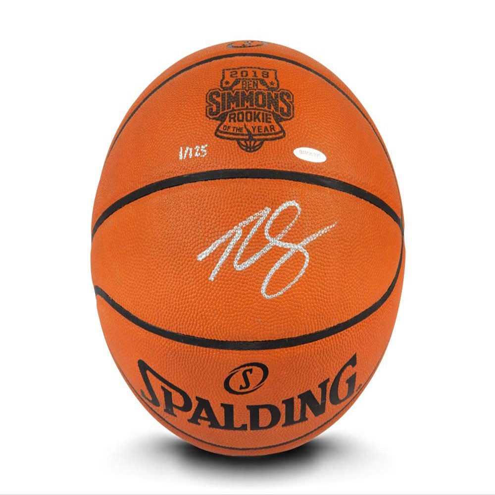 Ben Simmons Autographed Authentic Spalding Basketball with 2018 Rookie of The Year Laser Engraved LOGO-L125