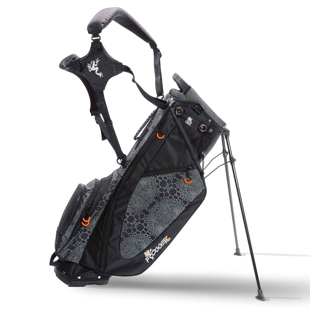 Frogger Function Hybrid Golf Bag for Men and Women with Stand, Charcoal/Black - Ultra Lightweight Golf Bag with 7 Spacious Pockets, 2 Integrated Latch-it Receivers and Ergonomic Dual Shoulder Straps