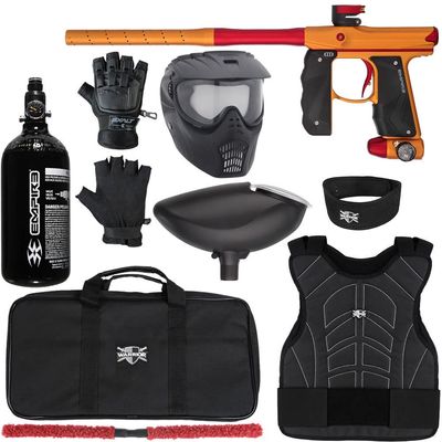Action Village Empire Mini GS TP Level 1 Protector Paintball Gun Package Kit (Dust Orange/Dust Red, Glove Size: Large/X-Large)